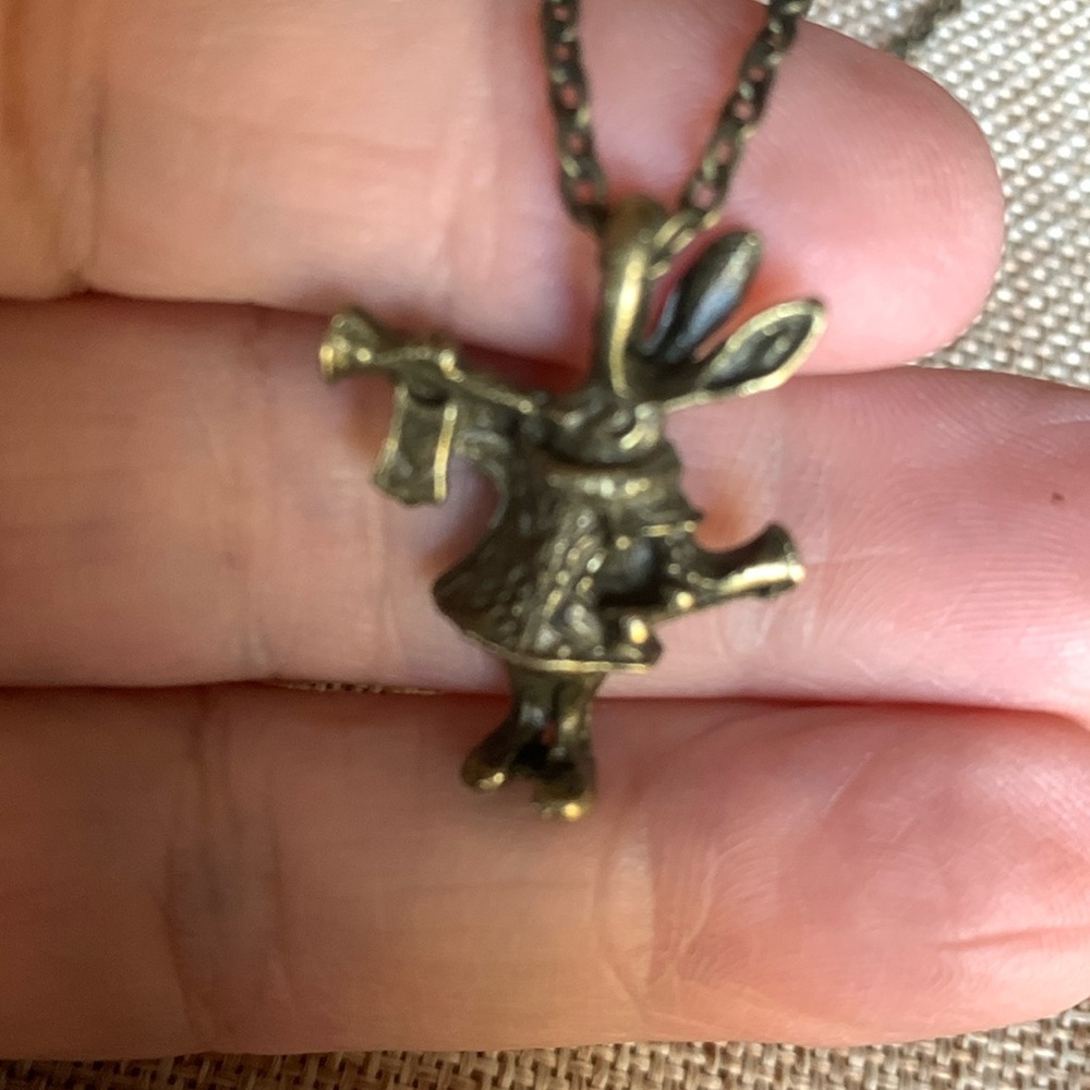 White Rabbit Necklace New Alice and Wonderland